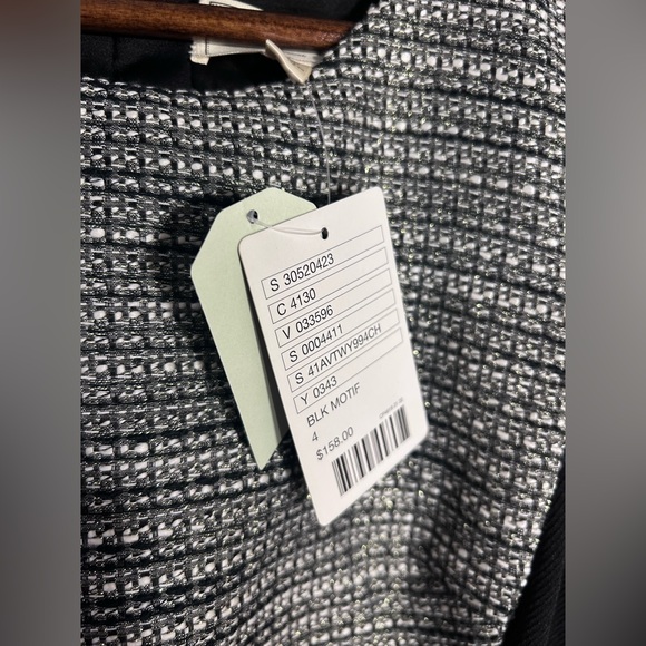 Anthropologie Moulinette Soeurs Grisaille Metallic Tweed Sheath Black Motif Midi - Picture 6 of 9